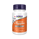 NOW Foods L-Theanine 200 mg double strength veg capsules bottle