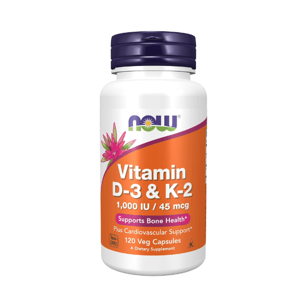 NOW Foods Vitamin D-3 & K-2, 1,000 IU/45 mcg, 120 veg Capsules Now Foods