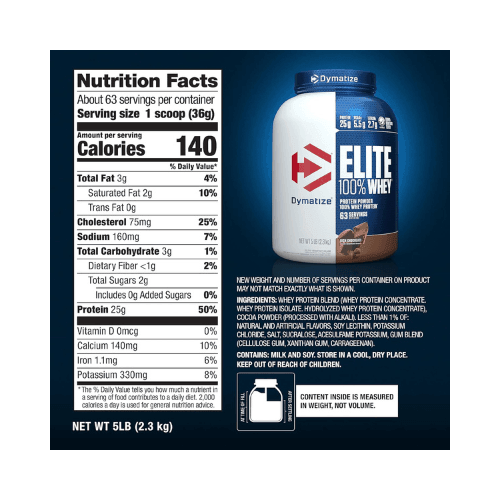 Dymatize Elite Whey Protein 5 lbs container