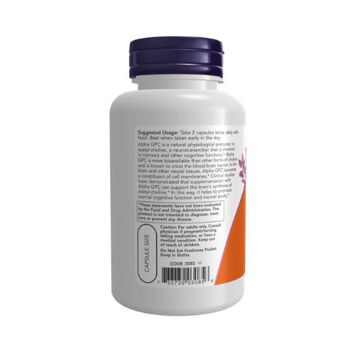 NOW Foods Alpha GPC 300 mg veg capsules bottle