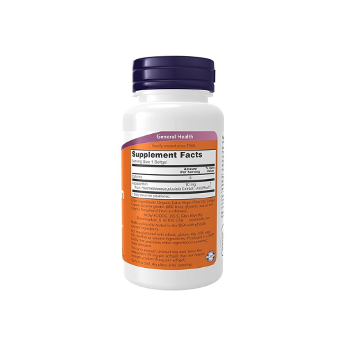 NOW Foods Astaxanthin 10 mg extra strength softgels bottle
