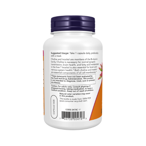 NOW Foods Choline & Inositol 500 mg capsules bottle