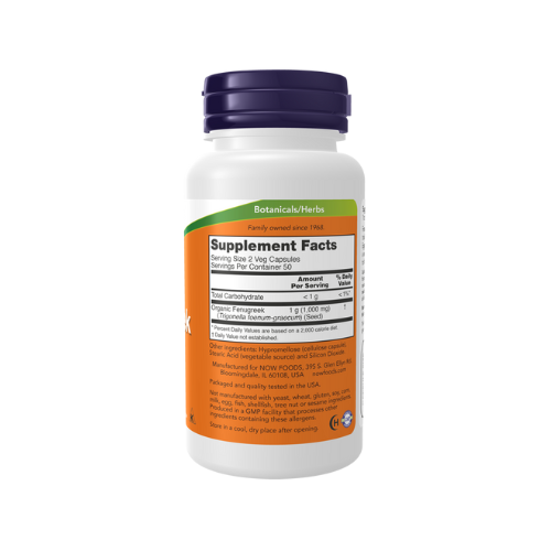 NOW Foods Fenugreek 500 mg capsules bottle
