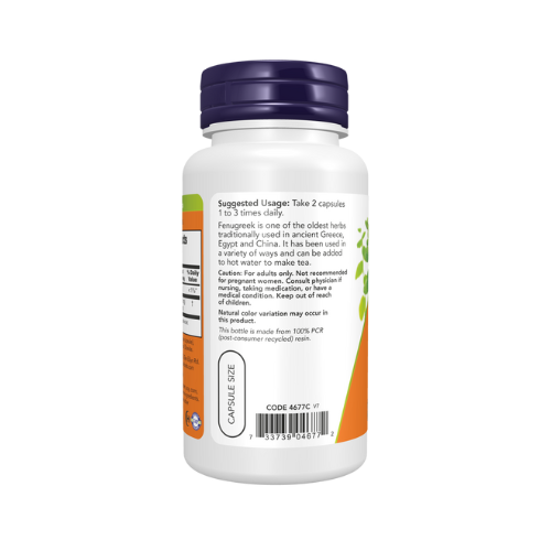 NOW Foods Fenugreek 500 mg capsules bottle