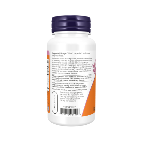 NOW Foods Hyaluronic Acid 100 mg veg capsules bottle