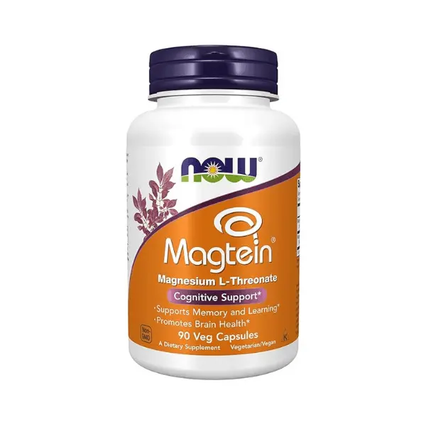 NOW Foods Magtein magnesium L-threonate veggie capsules bottle