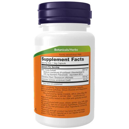 NOW Foods Milk Thistle Extract 300 mg double strength bottle