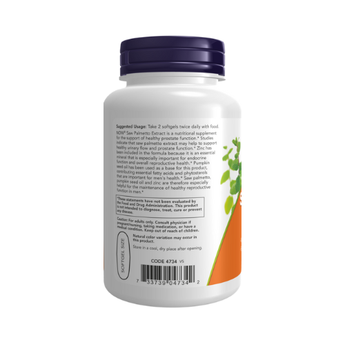 NOW Foods Saw Palmetto Extract 90 softgels bottle