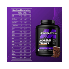 MuscleTech Veg Mass Gainer-Triple Chocolate Brownie (3Kg Powder(10 Servings)-MassTech Extreme 2000  Weight Gainer 30g Protein Muscletech