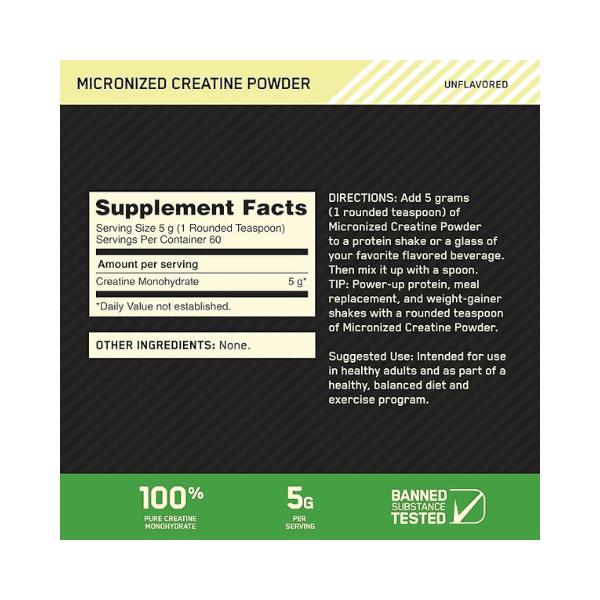 Optimum Nutrition (ON) Micronized Creatine Powder - 250 Gram, 83 Serves, Unflavored Optimum Nutrition